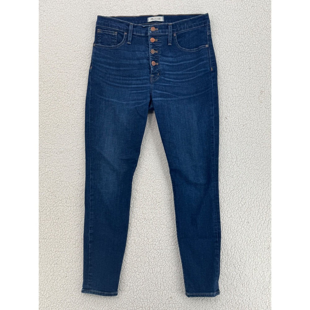 Madewell 9' High-Rise Skinny Jeans Women Size 31 Dark Wash Blue Button Fly